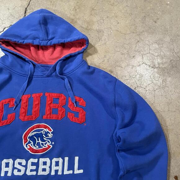 Vintage Chicago Cubs Hoodie Mens M Blue Sweatshirt MLB Baseball Team Logo Y2K - Picture 5 of 7